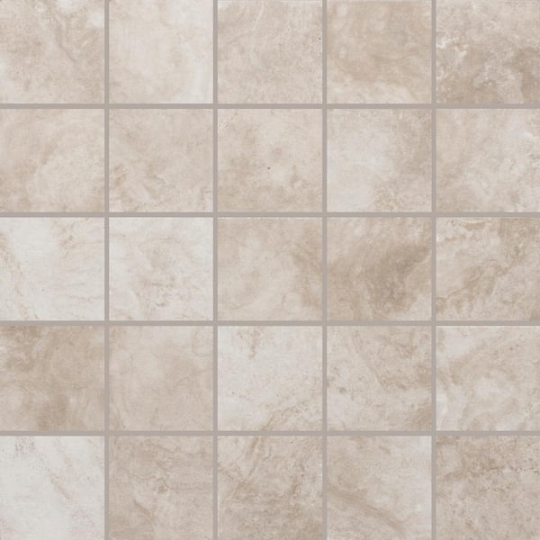 Mosaic Tile Matte Beige Porcelain Stone Look Veining