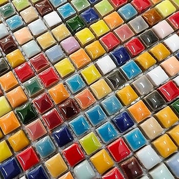 Mosaic Tile Mini Square High-Gloss Colorful Palette Backsplash