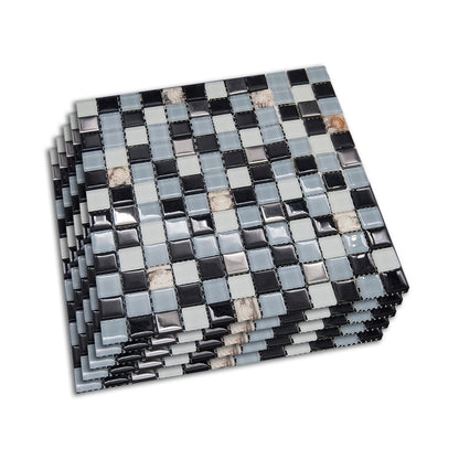 Mosaic Tile Mixed Materials Glass And Stone Look High Contrast Grid