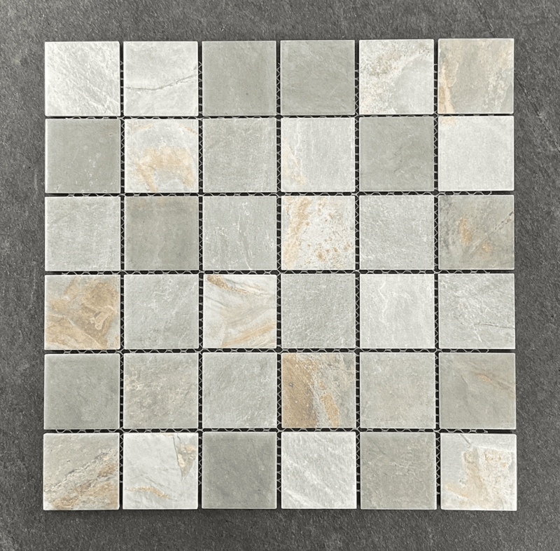 Mosaic Tile Natural Variation Multi Tonal Grey Beige Matte Grid
