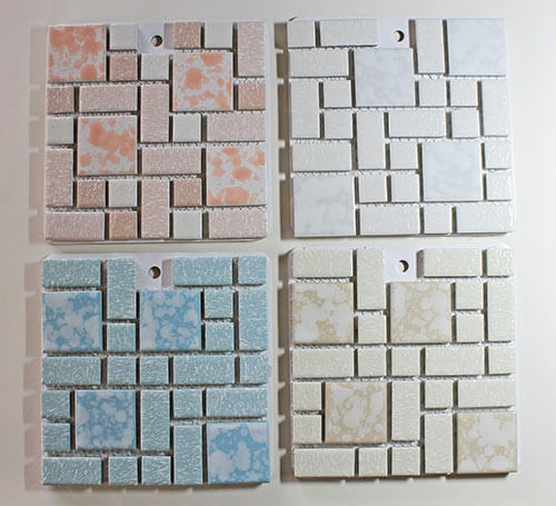 Mosaic Tile Random Geometric Pattern Mottled Glaze Retro Pastel Colors