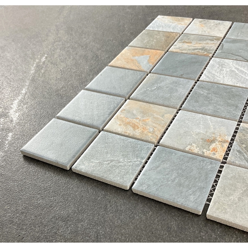 Mosaic Tile Rugged Slate Texture Rustic Porcelain Grid Sheets