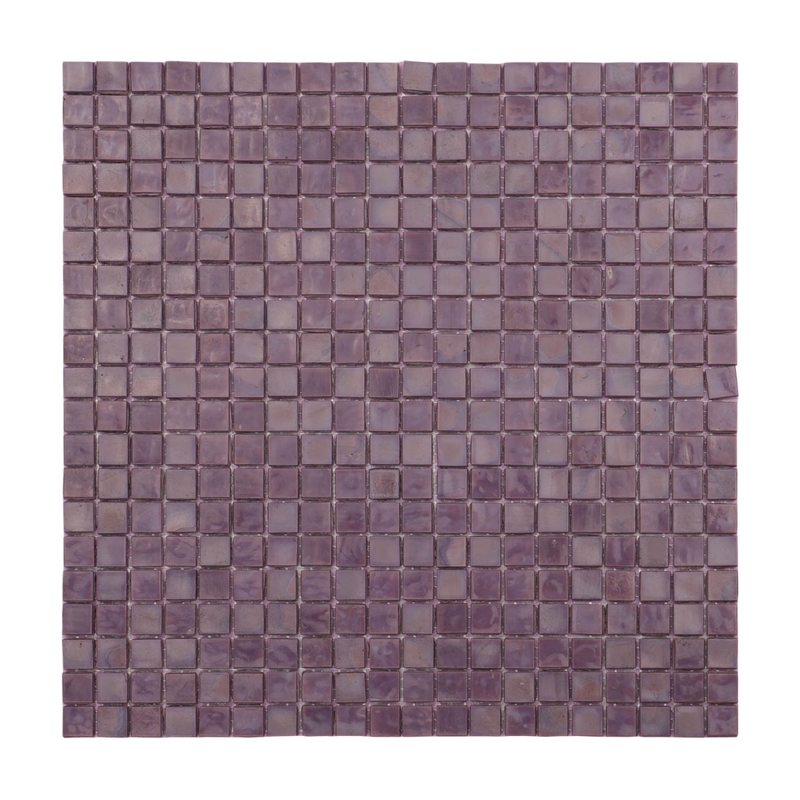 Mosaic Tile Satin Mottled Plum Lavender Grid Glass Like Sheet