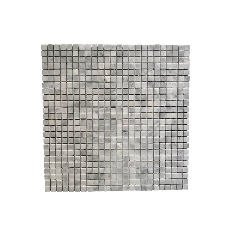 Mosaic Tile Small Chips Delicate Veining Marble Grid Pattern