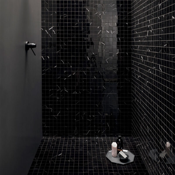 Mosaic Tile Small Square Stone Look with Veined Texture