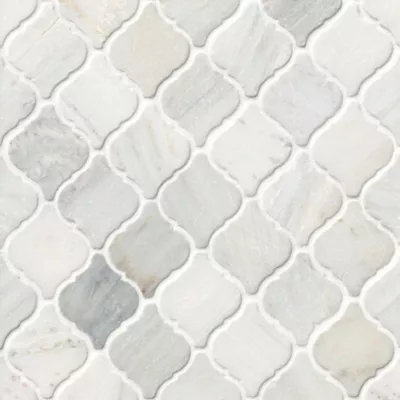 Mosaic Tile Tumbled Marble Look Soft Grey Veining