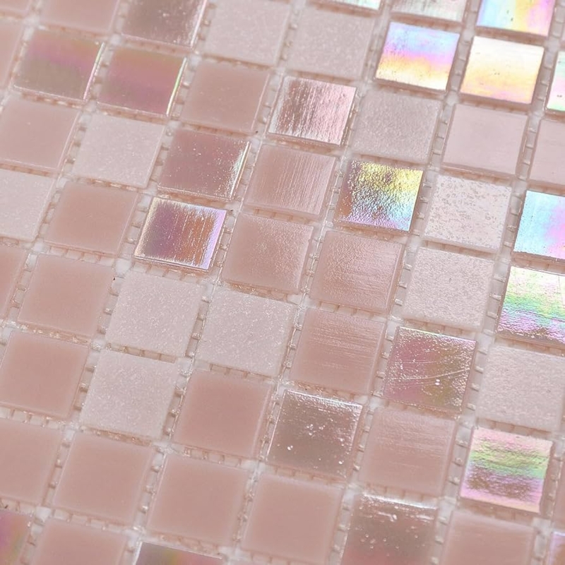 Mosaic Tiles Iridescent Glass Square Grid Rainbow Shimmer