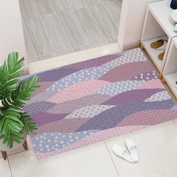 Mountain Landscape Doormat Mixed Geometric Textures Artistic Rug