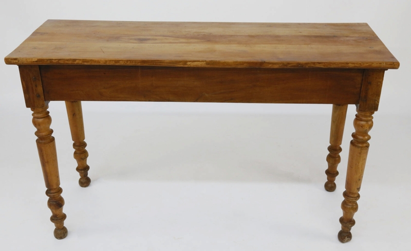 Narrow Pine Console Table - Narrow Pine One Drawer Console Table with  Extending Pull-Slide Ends - Rafael Osona Auctions Nantucket, MA