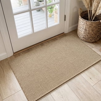 Natural Fiber Entryway Doormat With Ribbed Surface Texture