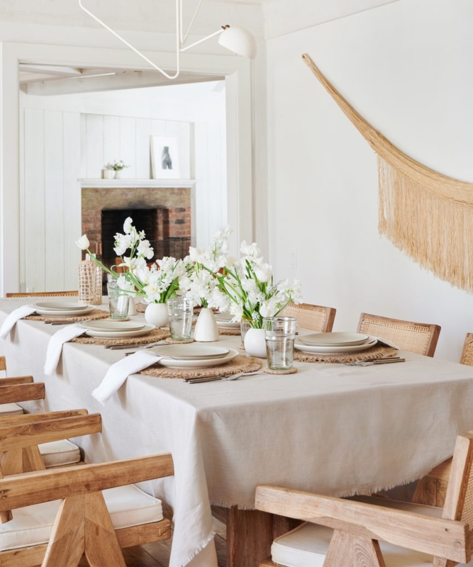 Natural Linen-Like Tablecloth Frayed Edge Raw Hem Organic Modern
