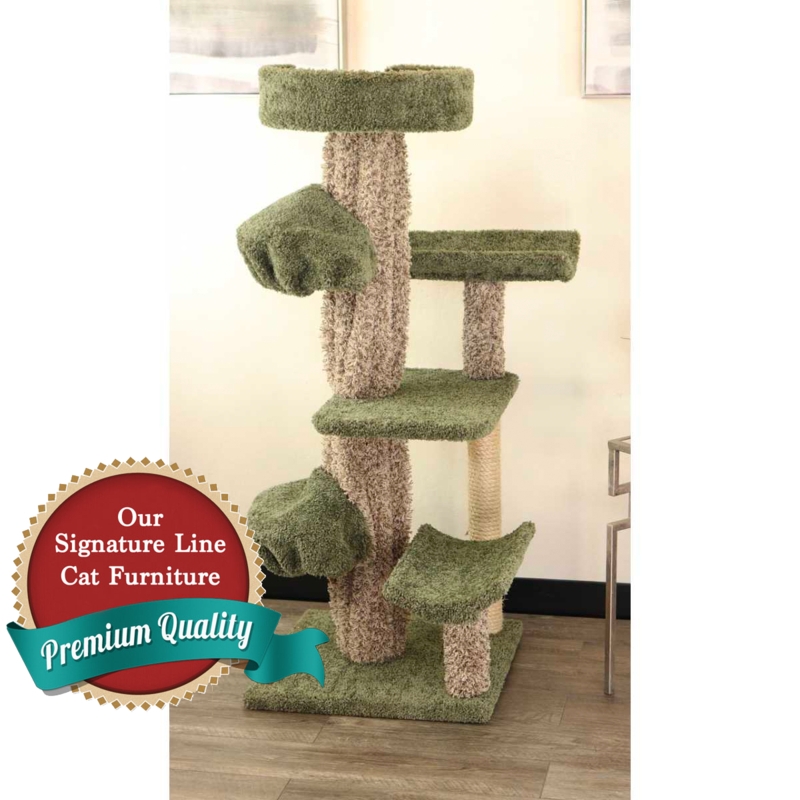 Nature-Inspired Cat Tree With Sculpted Perches, Sage Green