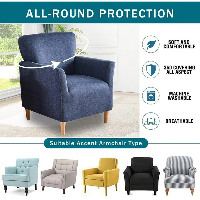 Navy Blue Stretch Armchair Cover Breathable Machine Washable