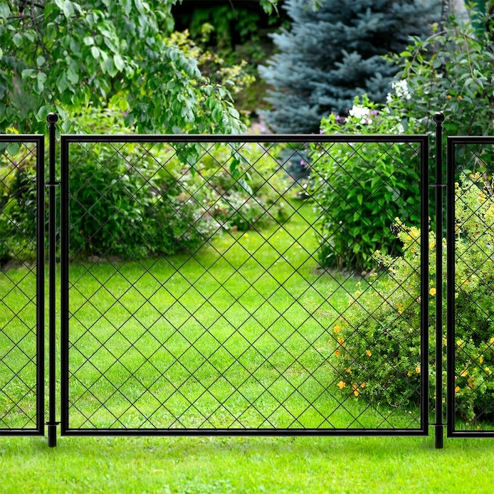 No Dig Metal Fence Kit featuring Diamond Grid Pattern