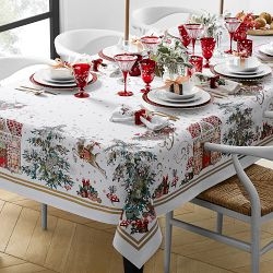 Nostalgic Holiday Illustration Tablecloth Stripe Border