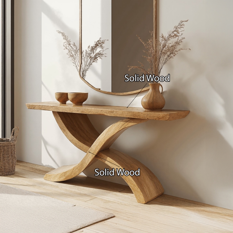 Organic Modern Console Table Sculptural X-Base