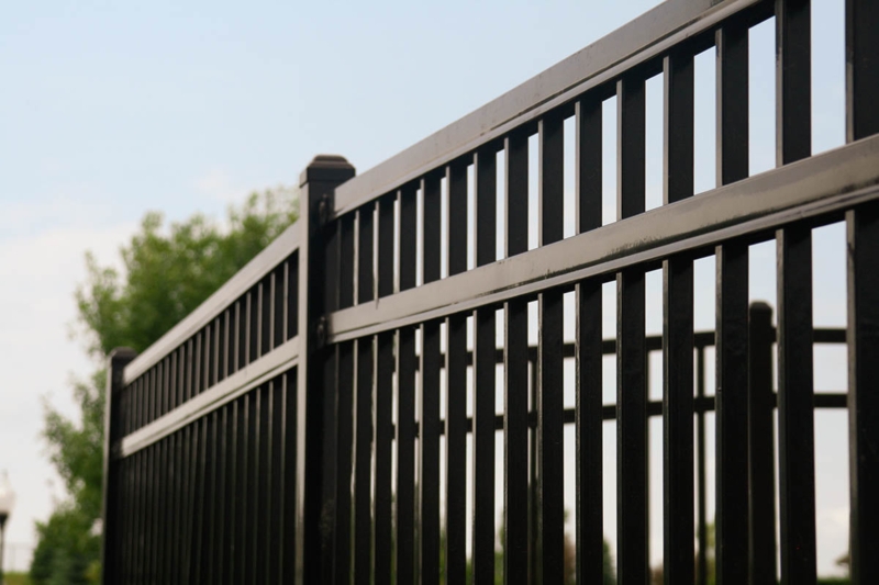 Ornamental Metal Fence with Flat Top and Square Profile Pickets