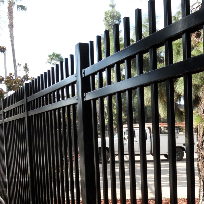 Ornamental Steel Fence Panels with Triple Rail Construction