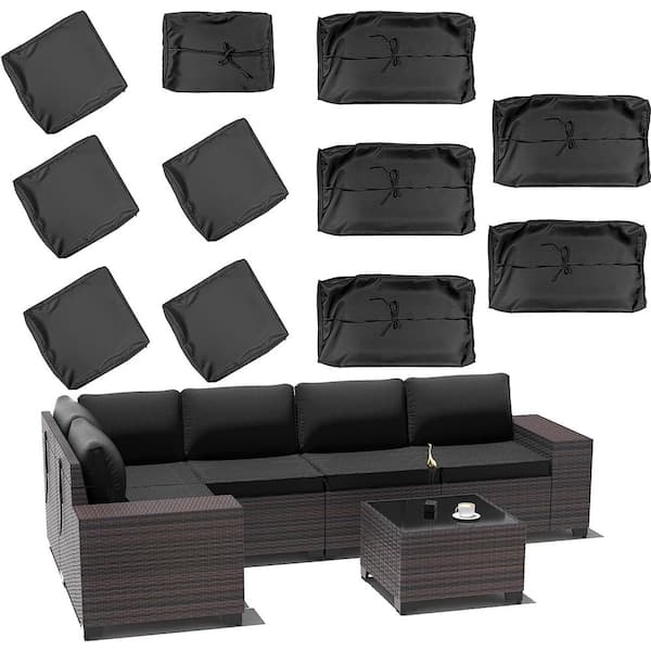 Outdoor Cushion Slipcover Black Tie Closures Patio