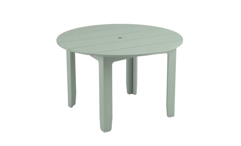 Outdoor Dining Table Sage Green Matte Round Slatted Top Minimalist Design