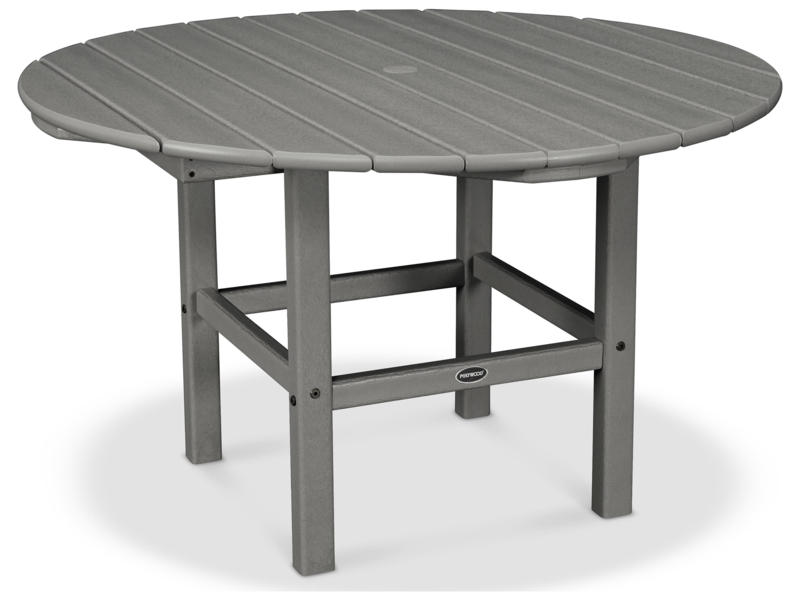 Outdoor Dining Table Slate Grey Recycled Plastic Stretcher Base Umbrella
