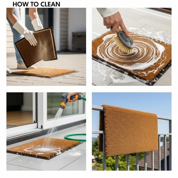 Outdoor Doormat Cleaning Routine on Patio
