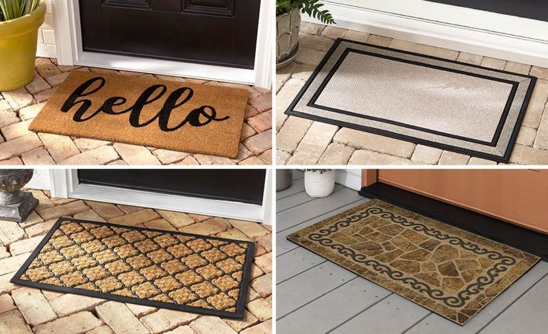 Outdoor Doormat Faux Stone Visuals Rubber Overlay Transitional Styles