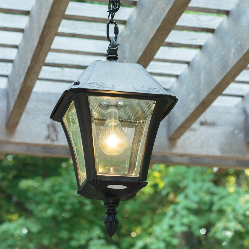 Outdoor Hanging Lantern Clear Glass Panels Matte Black Traditional