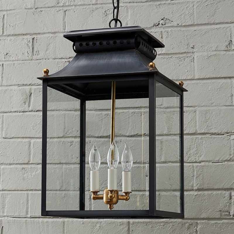 Outdoor Hanging Lantern Federal Style with Tiered Architectural Top