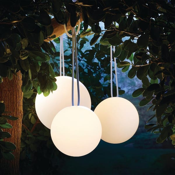 Outdoor Hanging Lantern Spherical Shape with Glowing Orb Effect