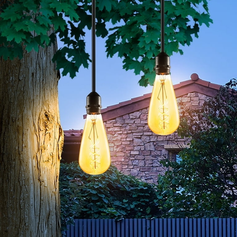 Outdoor Hanging Light Teardrop Glass Spiral Filament Vintage