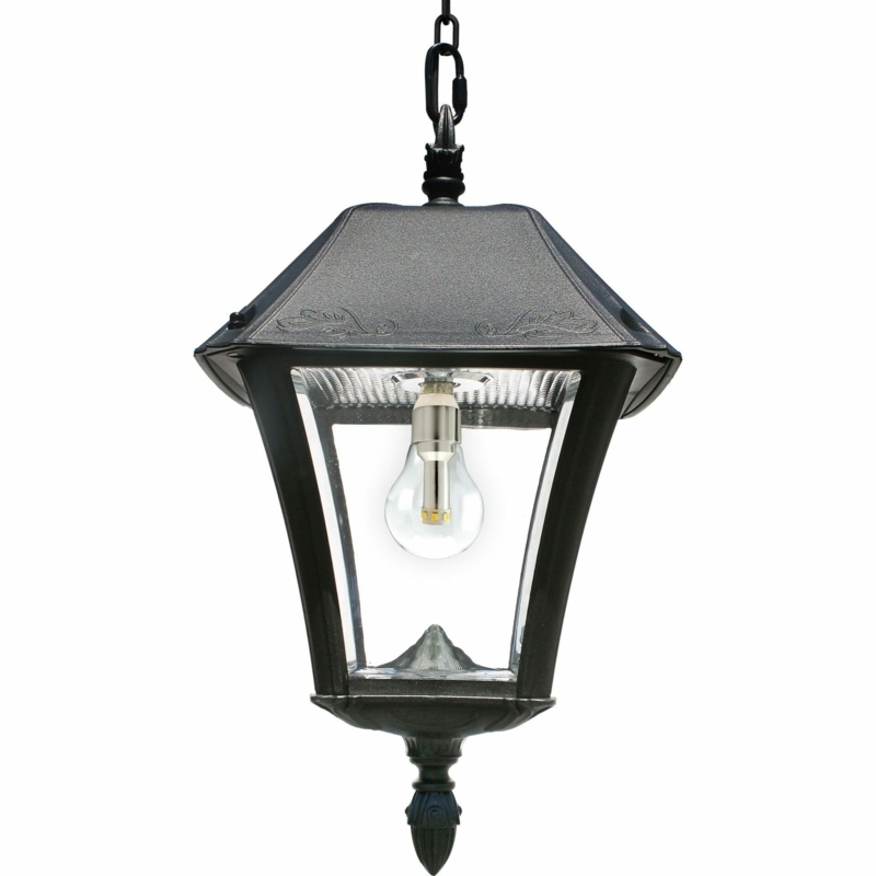 Outdoor Hanging Light Textured Surface Matte Black Traditional LED Bulb