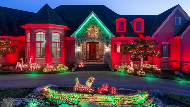 Outdoor Holiday Decor Red Green Smart LED Wash Lighting (66)