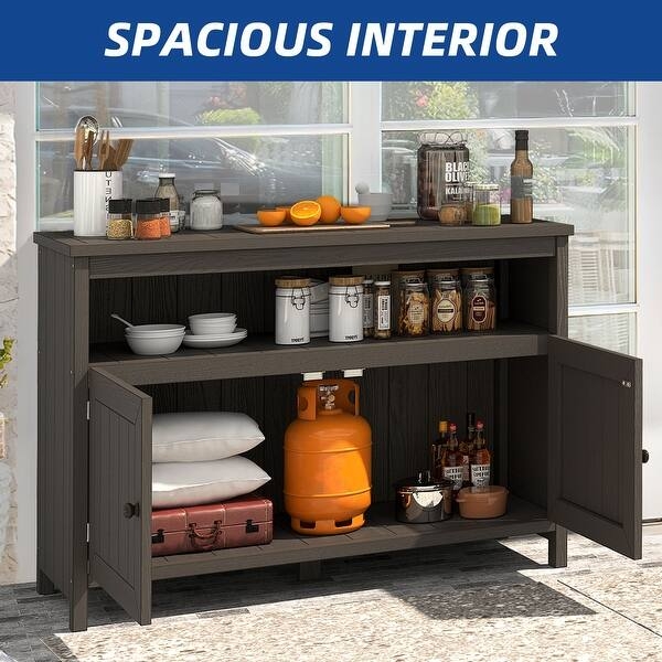 Outdoor Kitchen Storage Station Enclosed Cabinet Brown