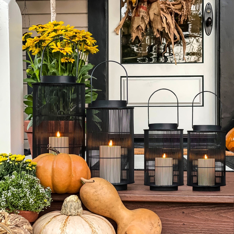 Outdoor Lantern Grouping Multi Size Fall Front Porch Display