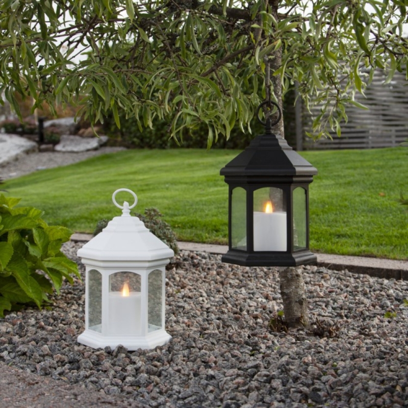 Outdoor Lantern Hexagonal Panes Traditional Flameless Candle Timer