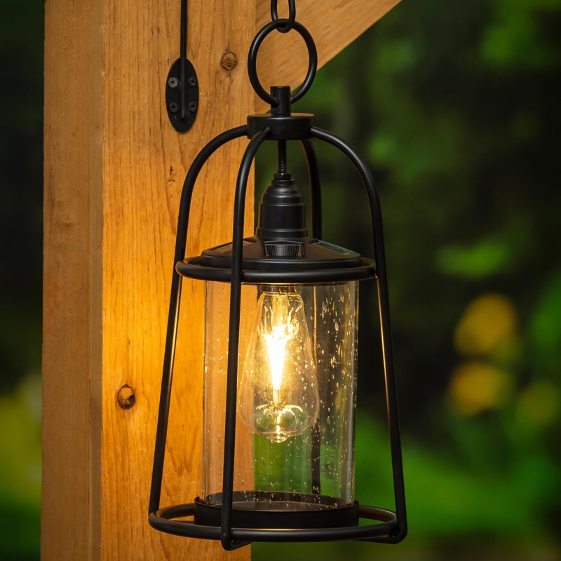 Outdoor Lantern Matte Black with Clear Glass and Edison Style Bulb
