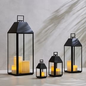 Outdoor Lantern Set Black Graduated Heights Minimalist Patio Lighting