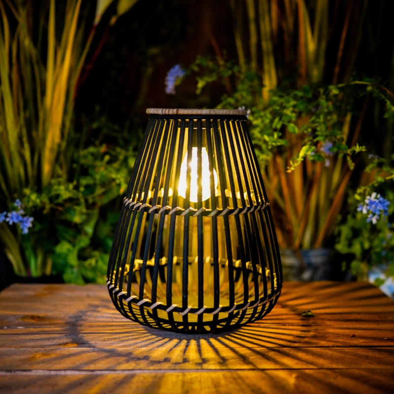 Outdoor Lantern Slatted Cage Tapered Silhouette Radial Shadow