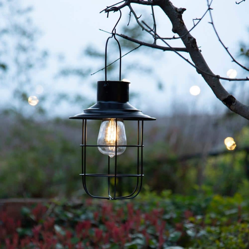 Outdoor Lantern Wire Cage Vintage Bulb Industrial Rustic Style