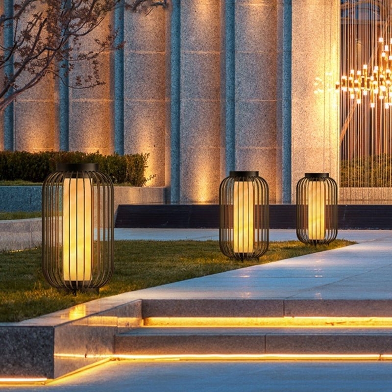 Outdoor Lanterns Birdcage Design Warm Cylindrical Glow Contemporary