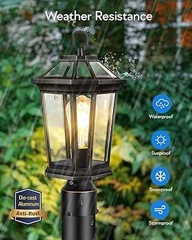 Outdoor Post Lantern Dark Bronze Aluminum Weather Resistant