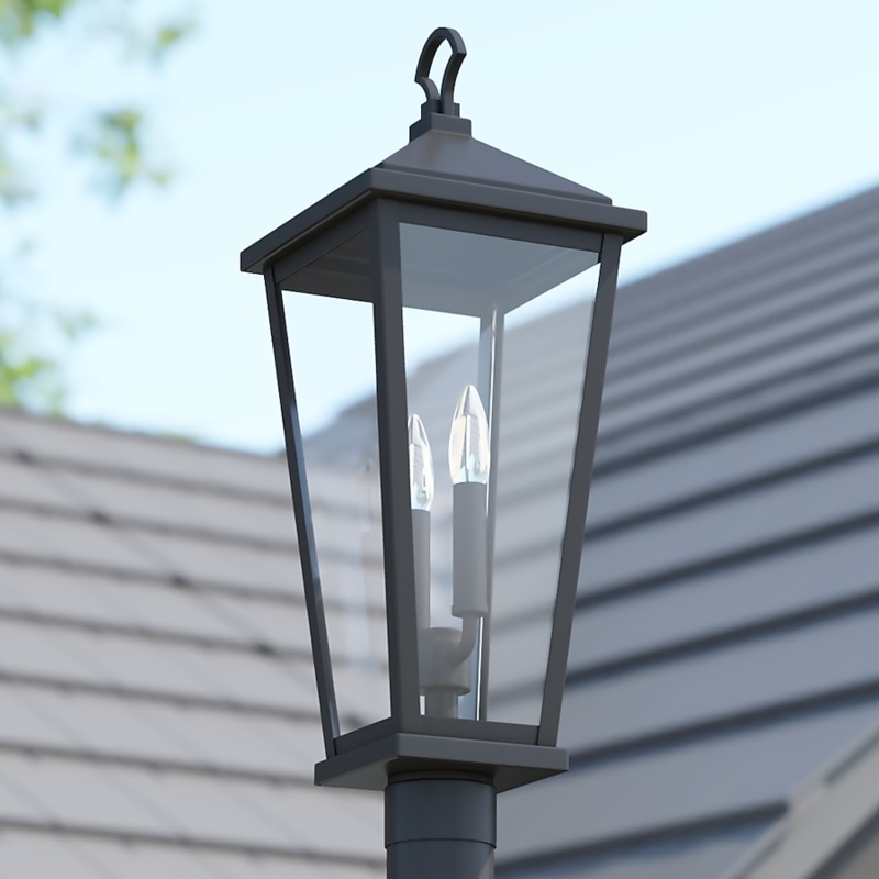 Outdoor Post Lantern Traditional Tapered Shape Twin Bulb Design