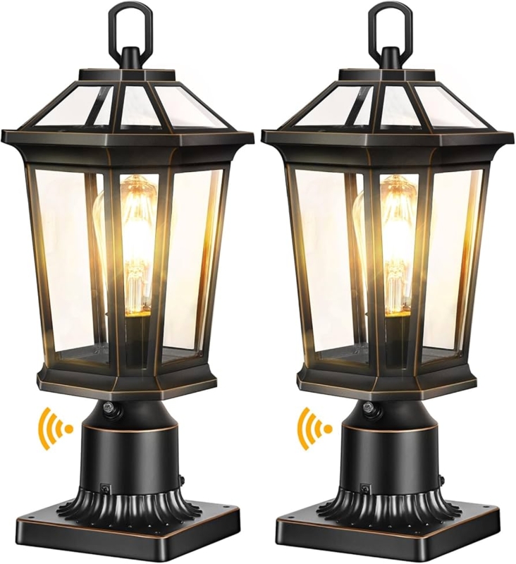 Outdoor Post Light Motion Sensor Pier Mount Tapered Craftsman
