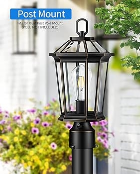 Outdoor Post Light Oil-Rubbed Bronze Hexagonal Frame Edison Bulb