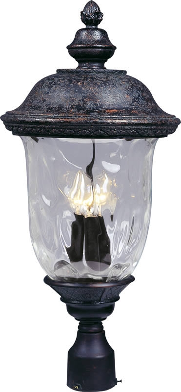 Outdoor Post Light Water Glass Oriental Bronze Three Light Post