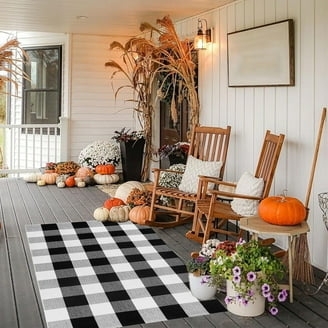 Outdoor Rug Buffalo Plaid Seasonal Styling Checkered Pattern