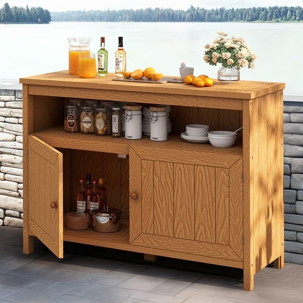 Outdoor Sideboard Console Beadboard Cabinet Open Niche
