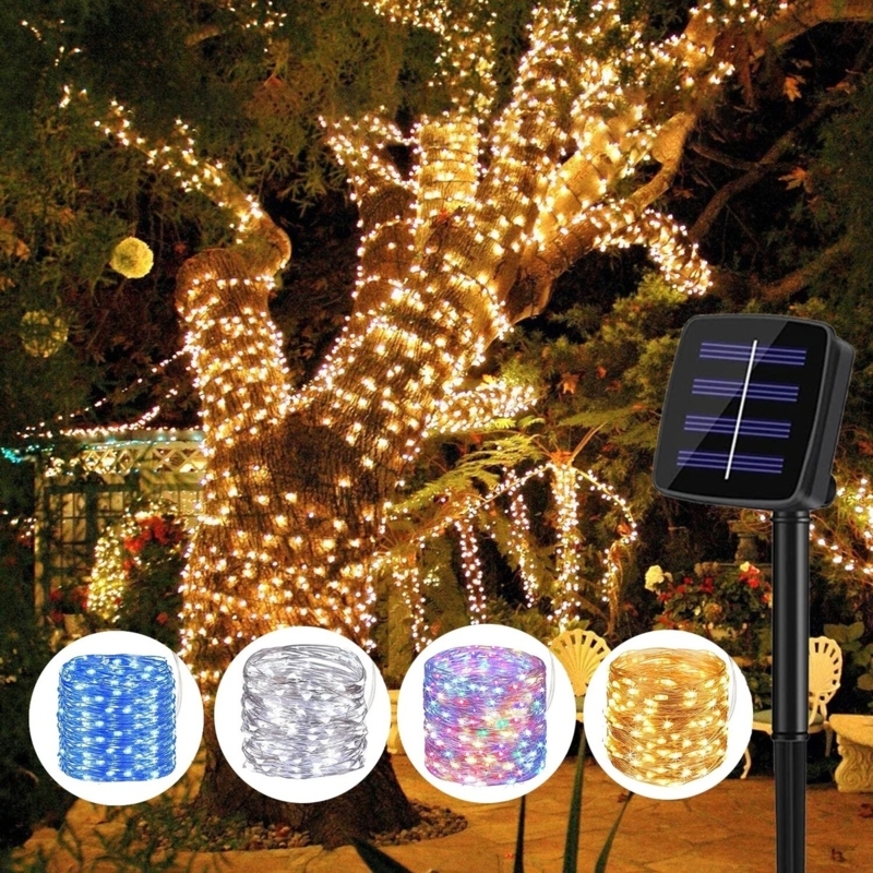Outdoor String Lights Solar Powered Flexible Wire Tree Wrapping Fairy Decor