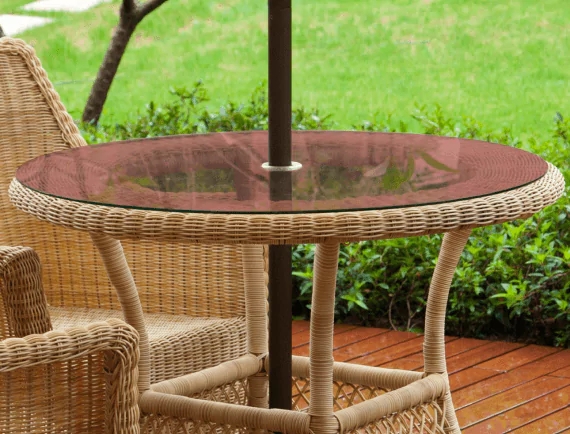Outdoor Table Top Bronze Tinted Tempered Glass Round